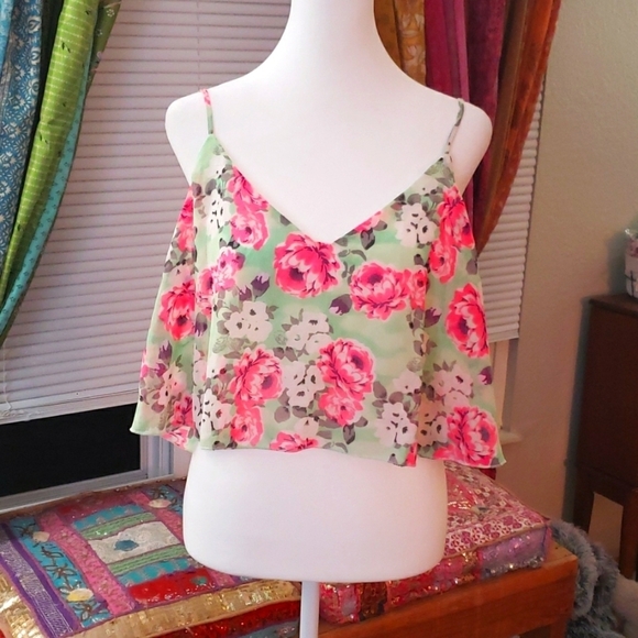 Sheer Floral Crop Top - Picture 1 of 4